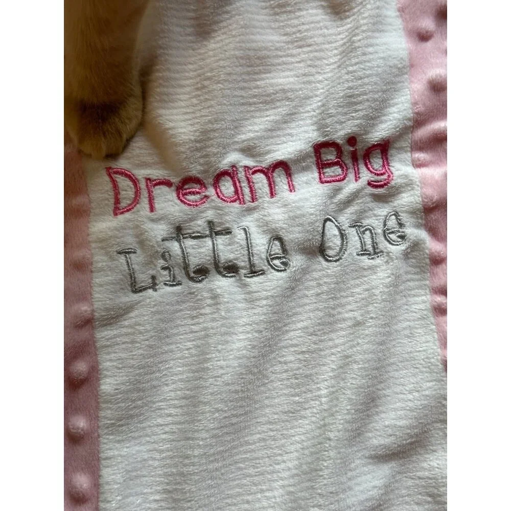 Dream Big Little One Pink White‎ Block Minky Dot Forever Baby Activity Blanket
